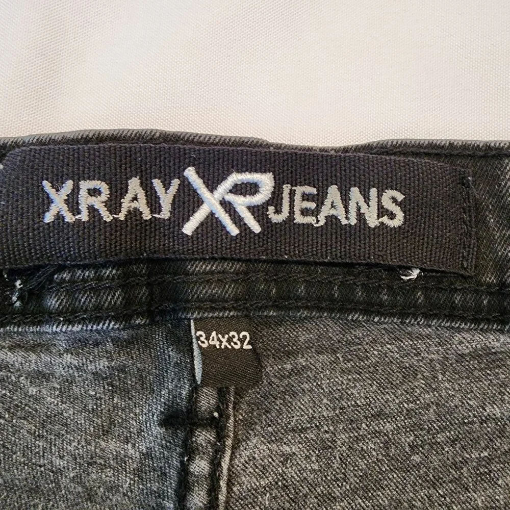 XRAY Jeans Mens 34x32 Black Straight Leg Denim Mid Rise 5 Pocket Streetwear